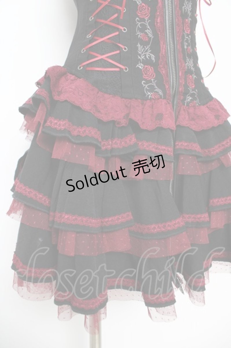 画像4: OZZ ANGELO / 薔薇刺繍サイド編み上げコルセットキャミワンピース  黒 Y-26-03-06-212-OO-OP-SZ-ZY (4)