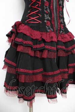 画像4: OZZ ANGELO / 薔薇刺繍サイド編み上げコルセットキャミワンピース  黒 Y-26-03-06-212-OO-OP-SZ-ZY