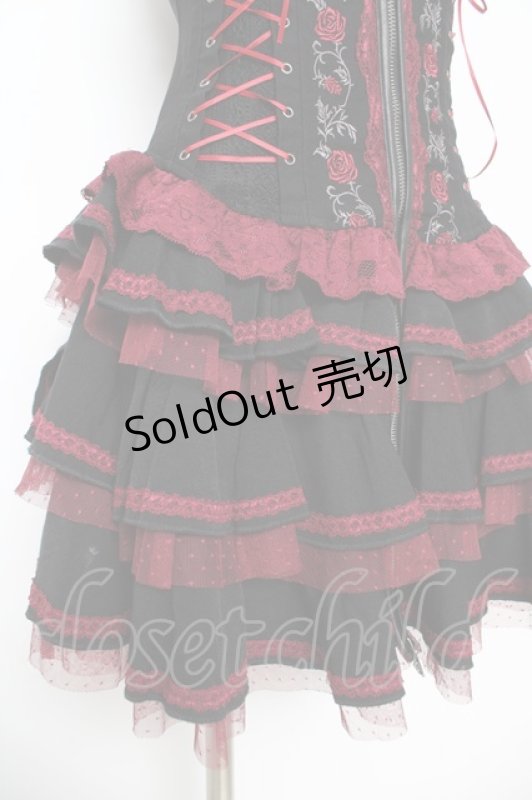 画像4: OZZ ANGELO / 薔薇刺繍サイド編み上げコルセットキャミワンピース  黒 Y-26-03-06-212-OO-OP-SZ-ZY (4)