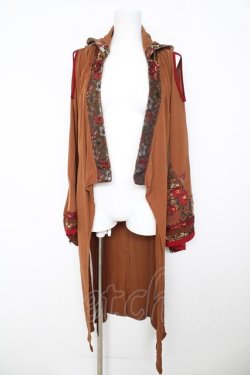 画像1: Ozz oneste / 椿刺繍フード着物袖カーディガン  ブラウン Y-26-03-06-214-OO-TO-SZ-ZY