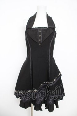 画像1: Ozz oneste / 薔薇刺繍ホルターワンピース  黒 Y-26-03-06-217-OO-OP-SZ-ZY