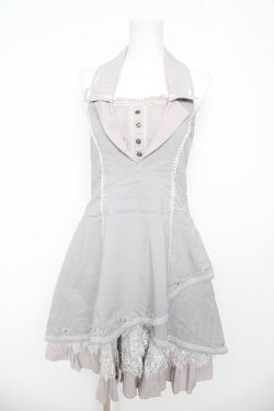 画像1: Ozz oneste / 薔薇刺繍ホルターワンピース  グレー Y-26-03-06-218-OO-OP-SZ-ZY