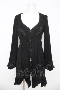 画像1: OZZ ANGELO / 縦レースフリルロングボレロ  黒 Y-26-03-06-220-OO-TO-SZ-ZY