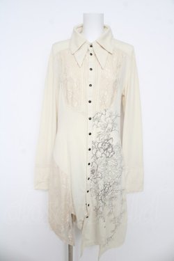 画像1: Ozz oneste / 花プリントレース切替シャツワンピース  アイボリー Y-26-03-06-221-OO-OP-SZ-ZY