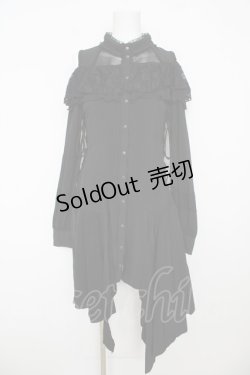 画像1: Ozz oneste / レース付き肩開きロングシャツワンピース  黒 Y-26-03-06-222-OO-OP-SZ-ZY