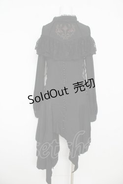 画像2: Ozz oneste / レース付き肩開きロングシャツワンピース  黒 Y-26-03-06-222-OO-OP-SZ-ZY