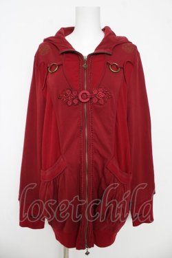 画像1: Ozz oneste / 彼彼岸刀刺繍パーカー  赤 Y-26-03-06-227-OO-TO-SZ-ZY