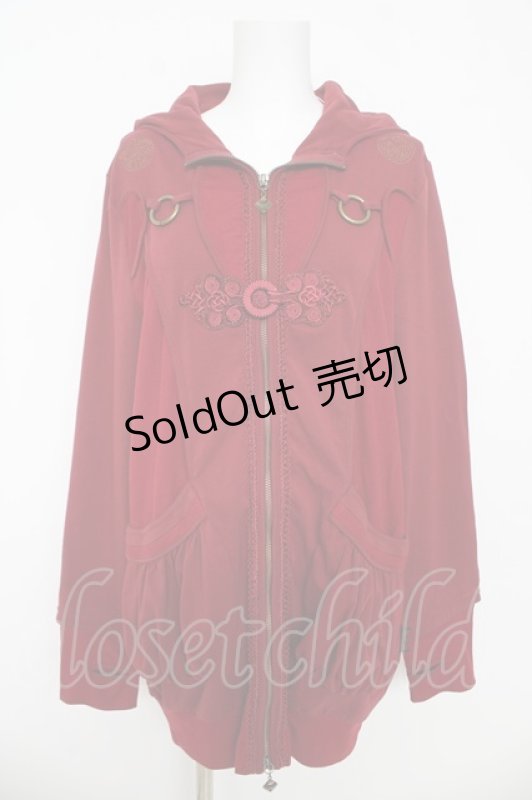 画像1: Ozz oneste / 彼彼岸刀刺繍パーカー  赤 Y-26-03-06-227-OO-TO-SZ-ZY (1)