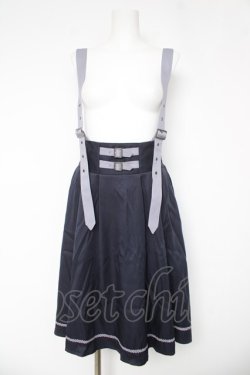 画像1: axes femme POETIQUE / ガーターデザインサス付スカート  紺 Y-26-03-06-228-AX-SK-SZ-ZY