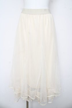 画像1: axes femme / 裾刺繍チュールスカート  生成り Y-26-03-06-229-AX-SK-SZ-ZY