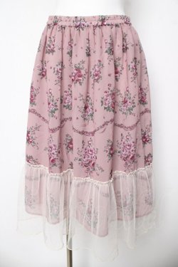 画像1: axes femme / チュール配色ブーケスカート  ピンク Y-26-03-06-232-AX-SK-SZ-ZY