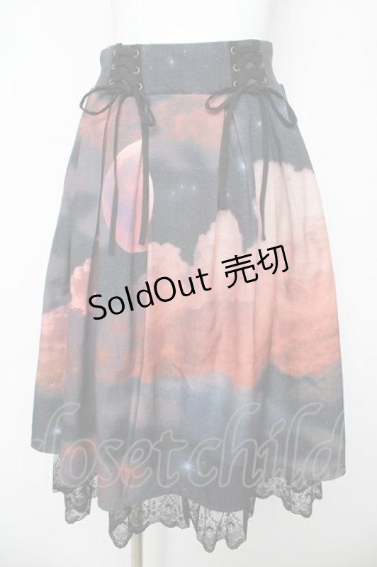 画像1: axes femme / セレナーデプリントスカート F 黒 Y-26-03-06-234-AX-SK-SZ-ZS (1)