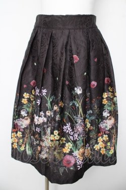画像1: axes femme / 花プリントジャガードスカート  黒 Y-26-03-06-238-AX-SK-SZ-ZY