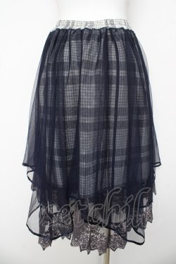 画像2: axes femme / チェック柄チュールスカート M 紺 Y-26-03-06-240-AX-SK-SZ-ZY
