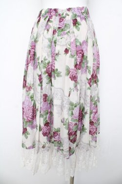 画像2: axes femme / ラフィネローズ柄タックスカート  生成り Y-26-03-06-244-AX-SK-SZ-ZY