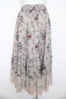 画像2: axes femme / ミュルーズ染織美術館コラボ/フェザー×フラワー柄スカート  ベージュ Y-26-03-06-245-AX-SK-SZ-ZY