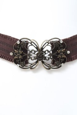 画像1: axes femme / ビジューモチーフゴムベルト  ブラウン Y-26-03-06-030-AX-BL-SZ-ZY