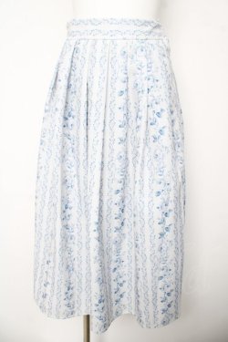 画像1: an another angelus / ストライプアンティークローズ柄スカート F オフ/ブルー Y-26-03-06-247-CA-SK-SZ-ZY