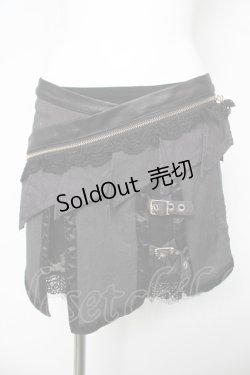 画像1: Ozz Croce / 2連ベルトフラップスカート  黒 Y-26-03-06-250-OO-SK-SZ-ZY