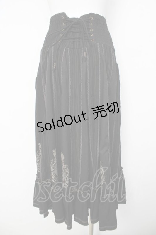 画像2: Ozz oneste / 天使フレームシャーリングロングスカート  黒 Y-26-03-06-254-OO-SK-SZ-ZY (2)