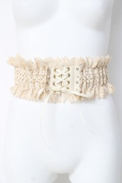 画像1: axes femme / レース編み上げゴムベルト  生成り Y-26-03-06-031-AX-ZA-SZ-ZY