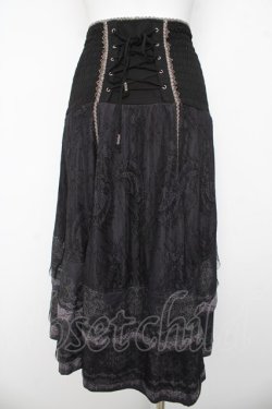 画像2: OZZ ANGELO / プリント入りレースフィッシュテールスカート  黒 Y-26-03-06-256-OO-SK-SZ-ZY