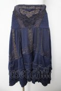 Ozz oneste / ウエストモチーフ刺繍レースフィッシュテールスカート  紺 Y-26-03-06-257-OO-SK-SZ-ZY