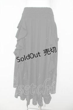 画像2: OZZ ANGELO / 楔ptラッフルフリルロングスカート  黒 Y-26-03-06-259-OO-SK-SZ-ZY