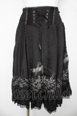 画像1: Ozz Croce / チェス柄ハシゴレーススカート  黒 Y-26-03-06-260-OO-SK-SZ-ZY