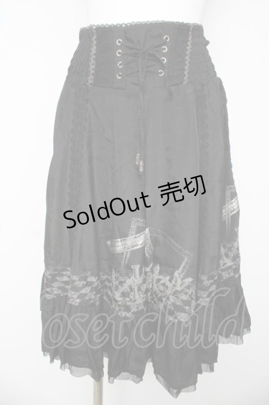 画像1: Ozz Croce / チェス柄ハシゴレーススカート  黒 Y-26-03-06-260-OO-SK-SZ-ZY (1)