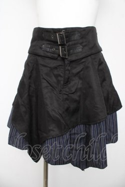 画像1: ALGONQUINS / ウエストベルト付きレイヤードスカート F ブラック/ネイビー Y-26-03-06-262-AL-SK-SZ-ZY