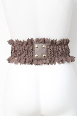 画像2: axes femme / レース編み上げゴムベルト  ブラウン Y-26-03-06-032-AX-ZA-SZ-ZY