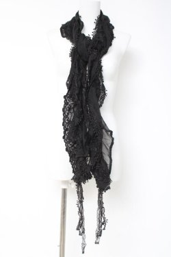 画像1: OZZ ANGELO / 異素材スカーフ  黒 Y-26-03-06-035-OO-ZA-SZ-ZY