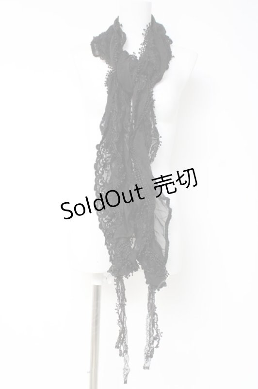 画像1: OZZ ANGELO / 異素材スカーフ  黒 Y-26-03-06-035-OO-ZA-SZ-ZY (1)