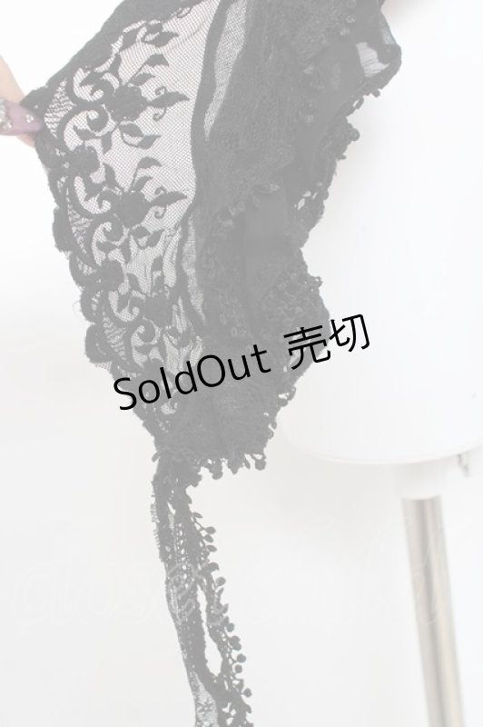 画像2: OZZ ANGELO / 異素材スカーフ  黒 Y-26-03-06-035-OO-ZA-SZ-ZY (2)