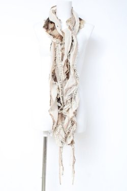 画像1: OZZ ANGELO / 異素材スカーフ  ベージュ Y-26-03-06-036-OO-ZA-SZ-ZY