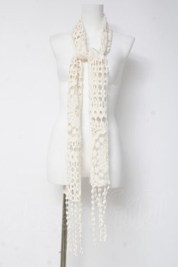 画像1: OZZ ANGELO / 花モチーフ編みスカーフ  オフシロ Y-26-03-06-038-OO-ZA-SZ-ZY