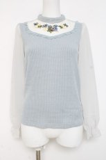 画像1: axes femme / お花畑刺繍ジャガードプルオーバー M サックス Y-26-03-09-041-AX-TO-SZ-ZY (1)