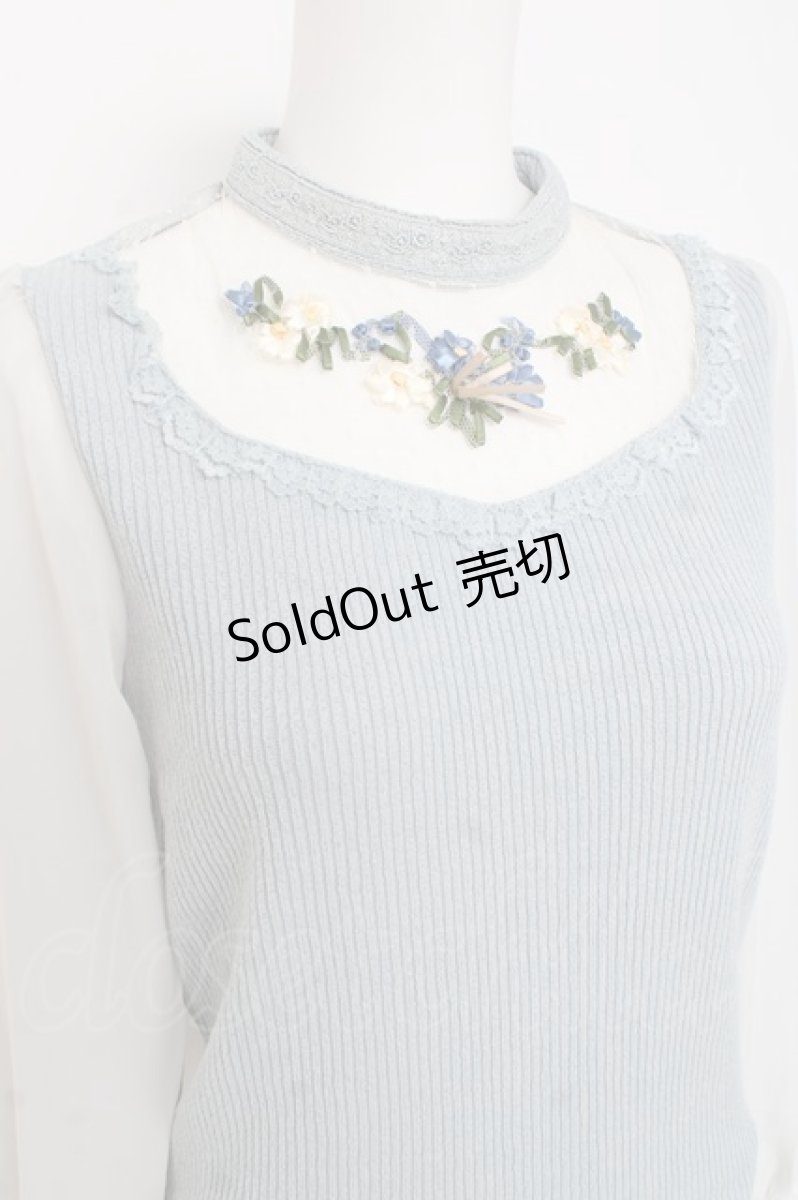 画像3: axes femme / お花畑刺繍ジャガードプルオーバー M サックス Y-26-03-09-041-AX-TO-SZ-ZY (3)