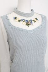 画像3: axes femme / お花畑刺繍ジャガードプルオーバー M サックス Y-26-03-09-041-AX-TO-SZ-ZY (3)