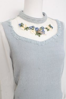 画像3: axes femme / お花畑刺繍ジャガードプルオーバー M サックス Y-26-03-09-041-AX-TO-SZ-ZY