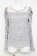 axes femme POETIQUE / 総刺繍レース切替トップス  グレー Y-26-03-09-042-AX-TO-SZ-ZY