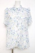 axes femme / 花柄フリルシアーブラウス F サックス Y-26-03-09-044-AX-BL-SZ-ZY