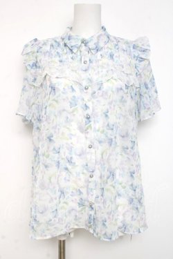 画像1: axes femme / 花柄フリルシアーブラウス F サックス Y-26-03-09-044-AX-BL-SZ-ZY