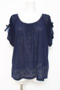 axes femme / 肩レースUPトップス  紺 Y-26-03-09-045-AX-TO-SZ-ZY