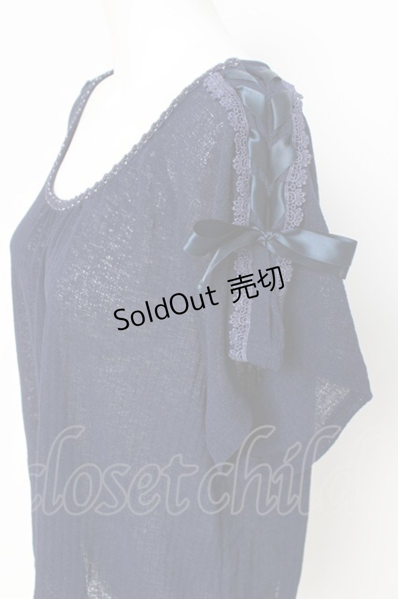 画像2: axes femme / 肩レースUPトップス  紺 Y-26-03-09-045-AX-TO-SZ-ZS (2)