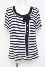 画像1: axes femme / ボーダーレース風トップス M 紺 Y-26-03-09-048-AX-TO-SZ-ZI (1)