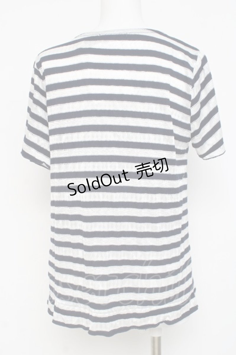 画像2: axes femme / ボーダーレース風トップス M 紺 Y-26-03-09-048-AX-TO-SZ-ZI (2)