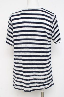 画像2: axes femme / ボーダーレース風トップス M 紺 Y-26-03-09-048-AX-TO-SZ-ZY