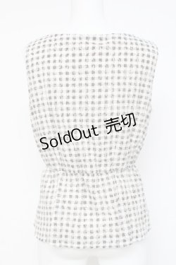 画像2: axes femme / ペプラムギンガムノースリーブトップス M 生成り×黒 Y-26-03-09-006-AX-TO-SZ-ZY